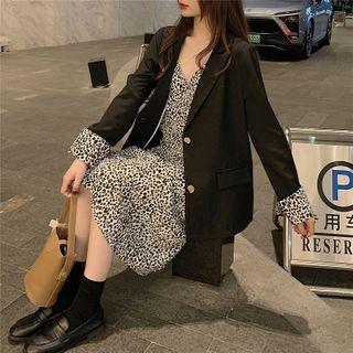 Single Breasted Blazer / Spaghetti Strap Floral Dress