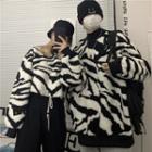 Couple Matching Zebra Print Fleece Sweatshirt