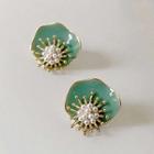Faux Pearl Floral Stud Earring 1 Pair - Silver Pin - As Shown In Figure - One Size