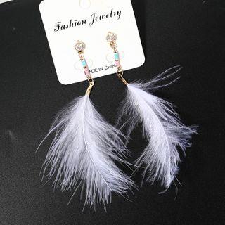 Feather Earring 1 Pair - As Shown In Figure - One Size