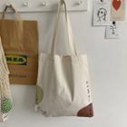 Lettering Canvas Shopper Bag Off White - One Size