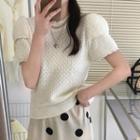 Cutout Round-neck Princess Sleeve Knit Top