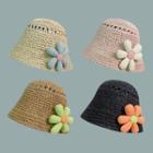 Flower Accent Woven Bucket Hat