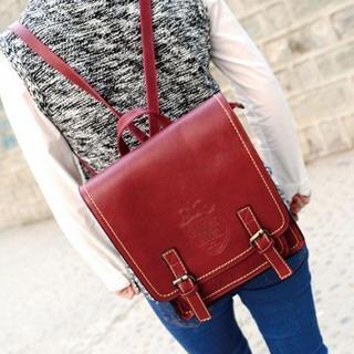 Faux-leather Flap Backpack