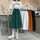 High-waist Plain A-line Semi Skirt