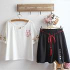 Short-sleeve Printed T-shirt / Mini A-line Skirt / Set