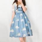 Sleeveless Cloud Print Mini A-line Lolita Dress