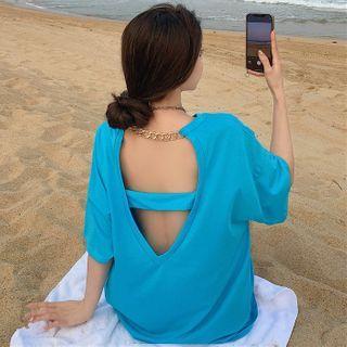 Open-back Chain-accent Loose T-shirt
