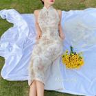 Floral Sleeveless Side-slit Dress