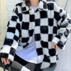 Reversible Checkerboard Fleece Denim Jacket