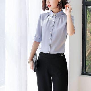 Elbow-sleeve Shirt / Pencil Skirt / Wide-leg Pants