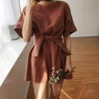 Short-sleeve Tie-waist Minidress