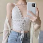 Lace-up V-neck Lace Camisole Top