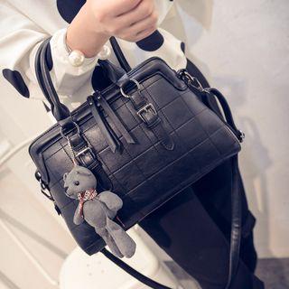 Stitched Trapezium Tote With Bear Charm