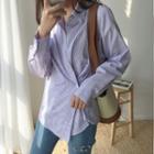Drop-shoulder Button-side Shirt