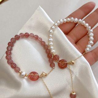 Freshwater Pearl Faux Gemstone Bead Bracelet