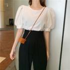 Crew-neck Short-sleeve Blouse / High Waist Wide-leg Pants