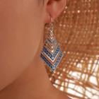Geometric Alloy Dangle Earring 1 Pair - Silver & Blue - One Size