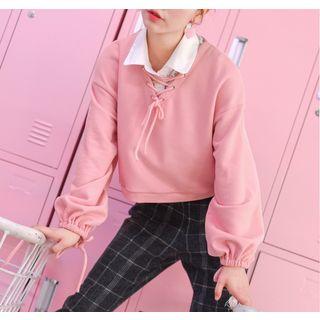 Cross Strap Long-sleeve T-shirt Pink - L