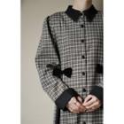 Bow-accent Plaid Midi A-line Shirtdress