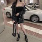 Loose-fit Woolen Long Jacket Black - One Size