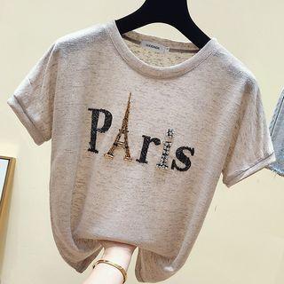 Embroidery Lettering Short-sleeve Top