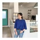 Elbow-sleeve Round-neck Loose-fit T-shirt