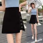 Asymmetric Button-up Mini A-line Skirt
