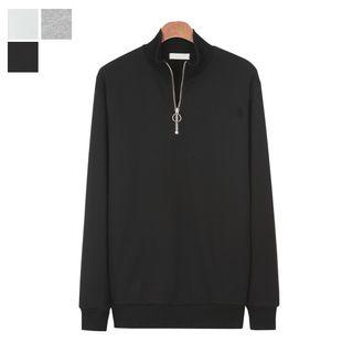 Zipped Mock-neck Pullover