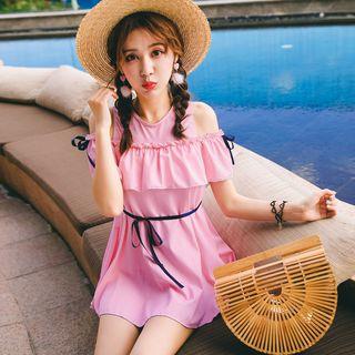 Set: Pinstriped Swimdress + Swim Bottom