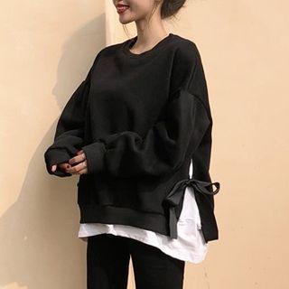 Mock Two-piece Fleece-lined Sweater
