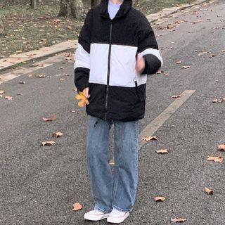 Turtleneck Two Tone Zip Oversize Padded Jacket
