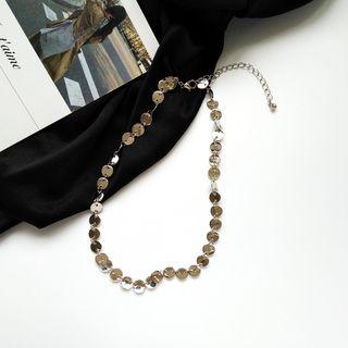 Alloy Disc Necklace Set Of 3 - Necklace - Gray & Brown &white - One Size