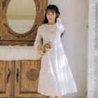 Long-sleeve Ruffle Collar Midi A-line Dress