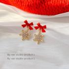 Bow Snowflake Alloy Dangle Earring E4715 - 1 Pair - Red - One Size