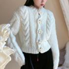 Cable Knit Cardigan Cream White - One Size
