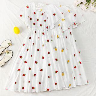 Fruit-embroidered A-line Dress