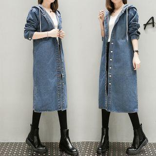Hooded Midi Denim Coat
