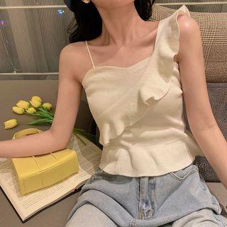 Ruffle Asymmetrical Knit Camisole Top
