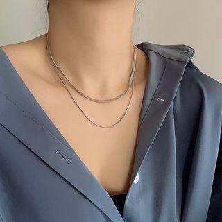 Couple Matching Layered Herringbone Chain Choker As Shown In Figure - One Size