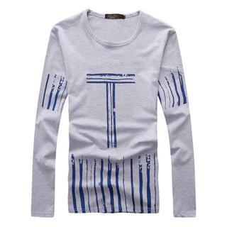 Long-sleeve Round-neck Lettering T-shirt