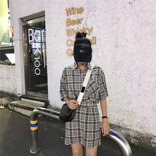 Check Short-sleeve Shirt / Check Skirt