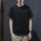 Short-sleeve Stripe-trim Crew-neck T-shirt
