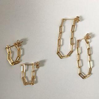 Chained Alloy Earring 1 Pair - Gold - One Size