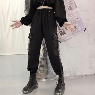 Buckled Chained Harem Cargo Pants