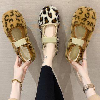Leopard Print Fluffy Mary Jane Shoes