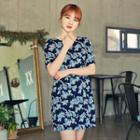 Short-sleeve Round-neck Floral Print Dress