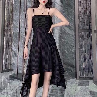 Spaghetti Strap Midi Striped Dress As Shown In Figure - One Size