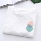 Letter Embroidered Printed Short-sleeve T-shirt White - One Size