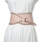 Faux Leather Studded Wide Belt